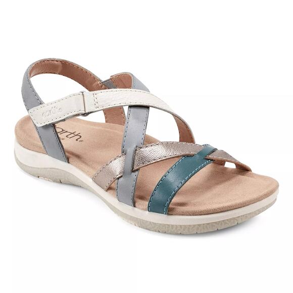 Earth Shoes - Earth Women Slingback Strappy Sport Sandals Sterling Size US 8.5M Turquoise/Grey
